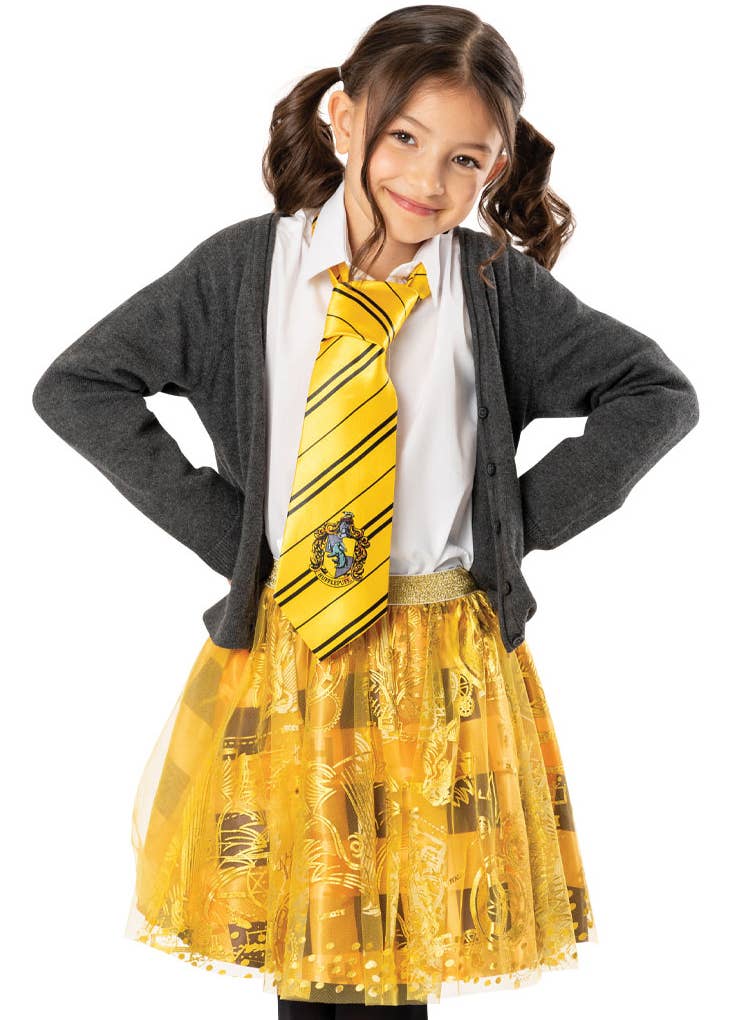Girls Yellow Hufflepuff Harry Potter Costume Skirt - Close Image