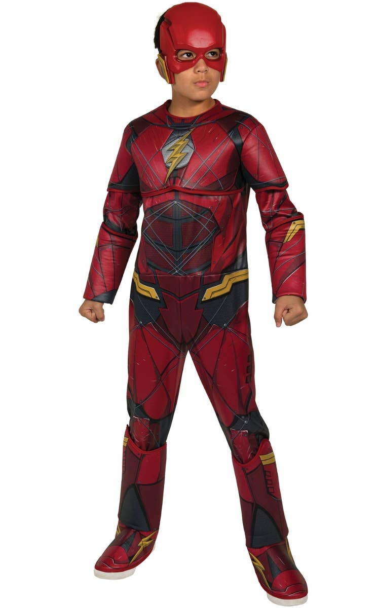 Boy's Justice League The Flash Red Padded Chest Superhero Fancy Dress Costume Main Image