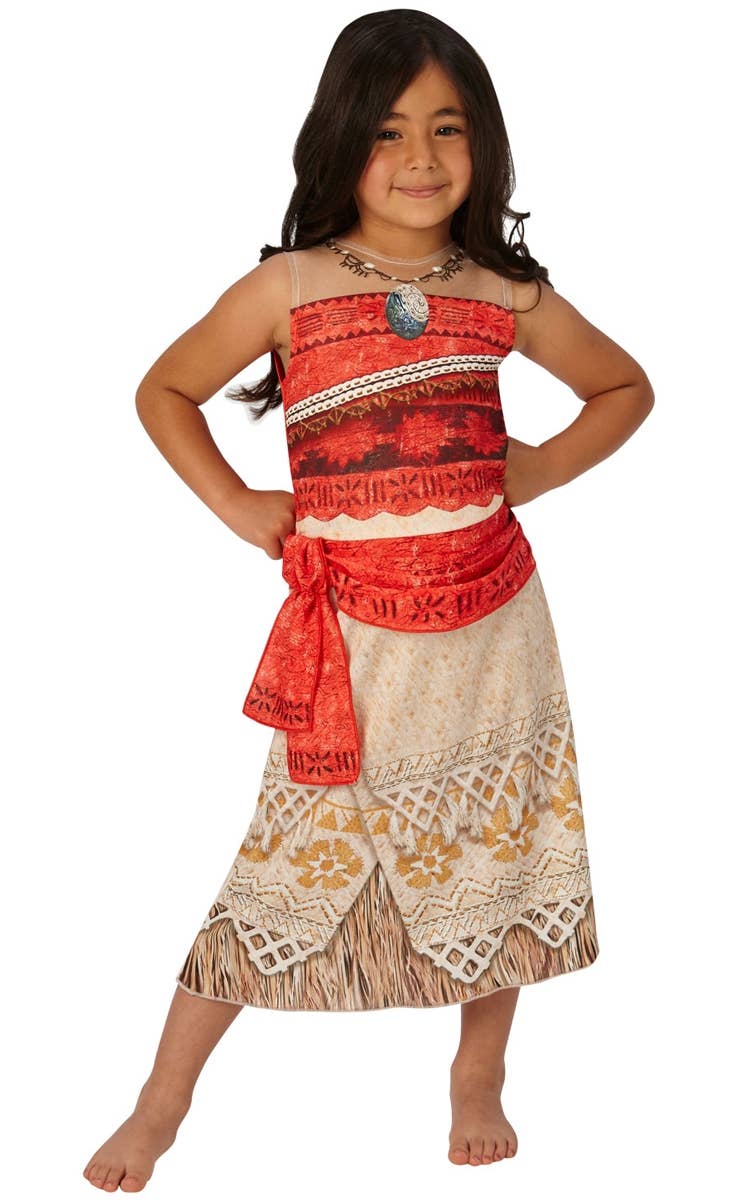 Classic Girls Moana Movie Character Fancy Dress Costume Front View