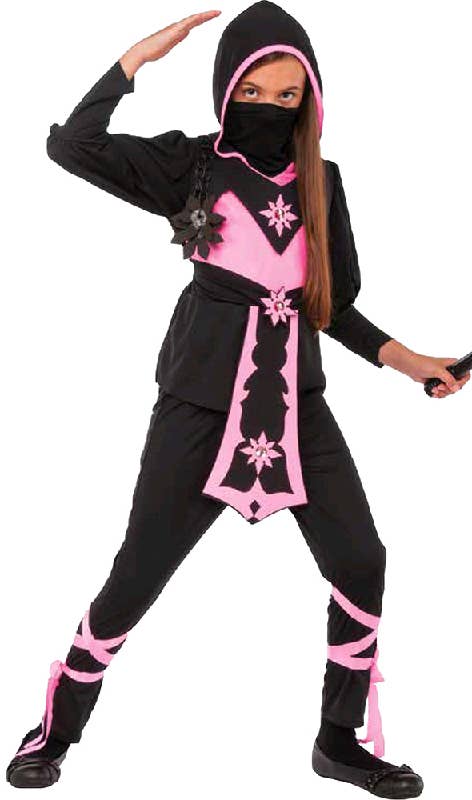 Girls Pink Crystal Ninja Book Week Fancy Dress Costume