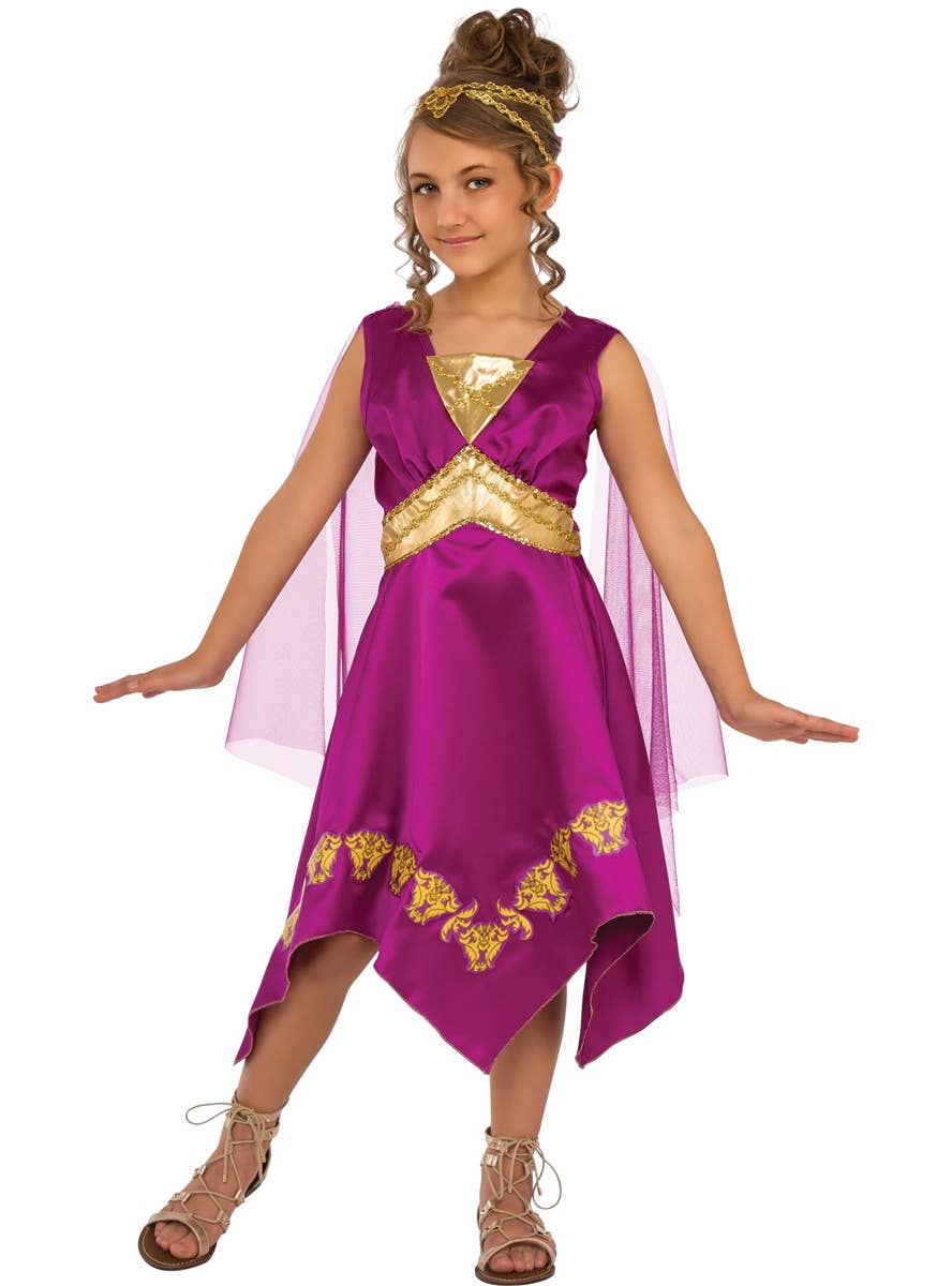 Purple Grecian Goddess Girls Book Week Fancy Dress Costume Main Image