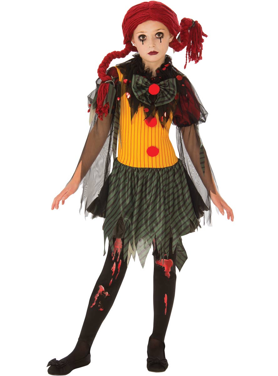 Undead Zombie Clown Girls Halloween Fancy Dress Costume Main Image