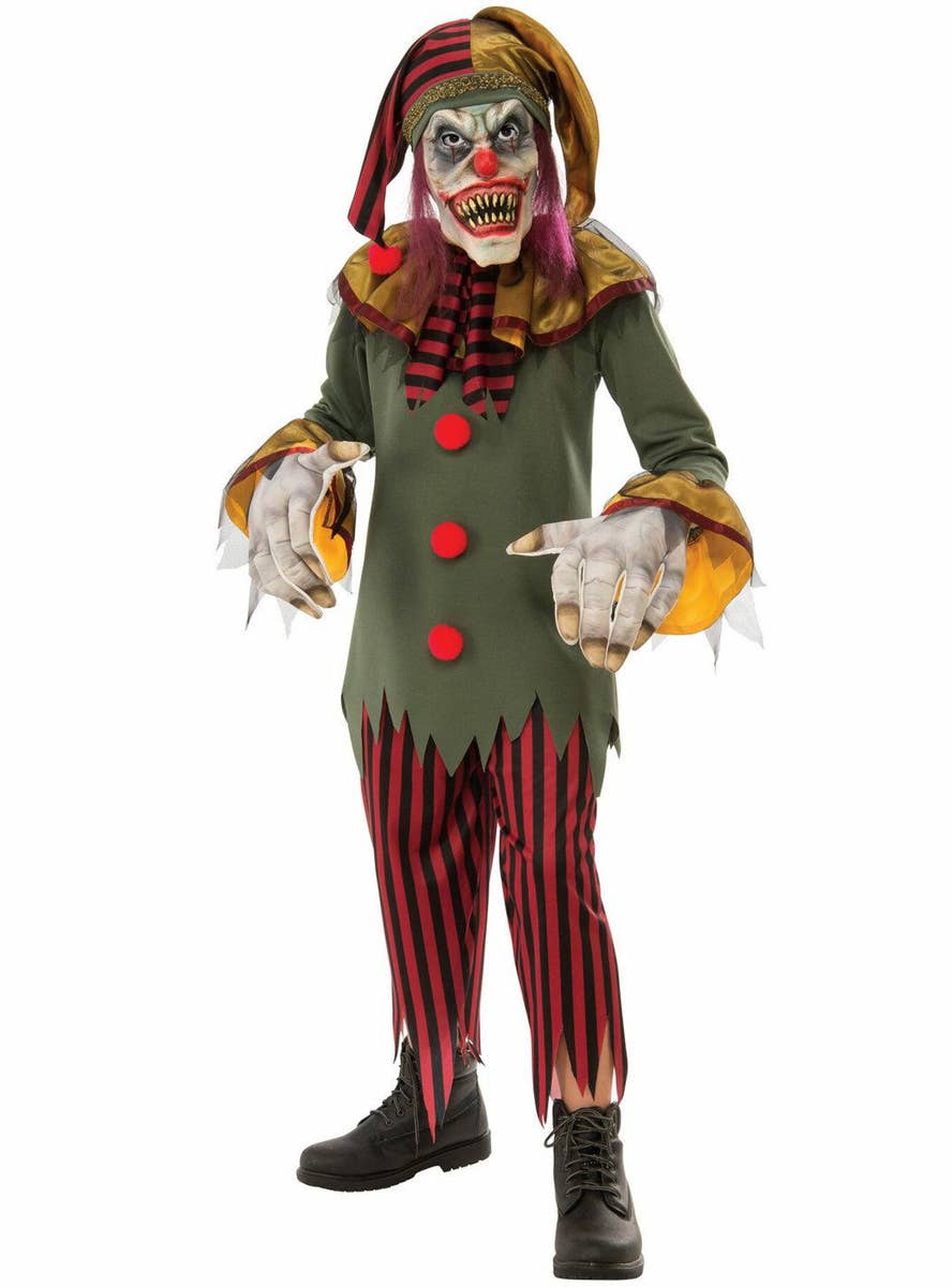 Boys Crazy Evil Clown Halloween Fancy Dress Costume - Main Image