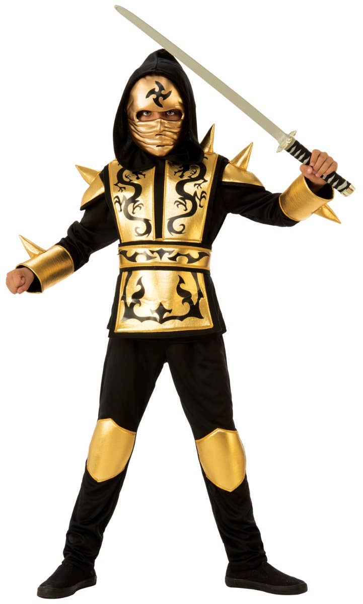 Gold Japanese Ninja Boys Book Week Fancy Dress Costume
