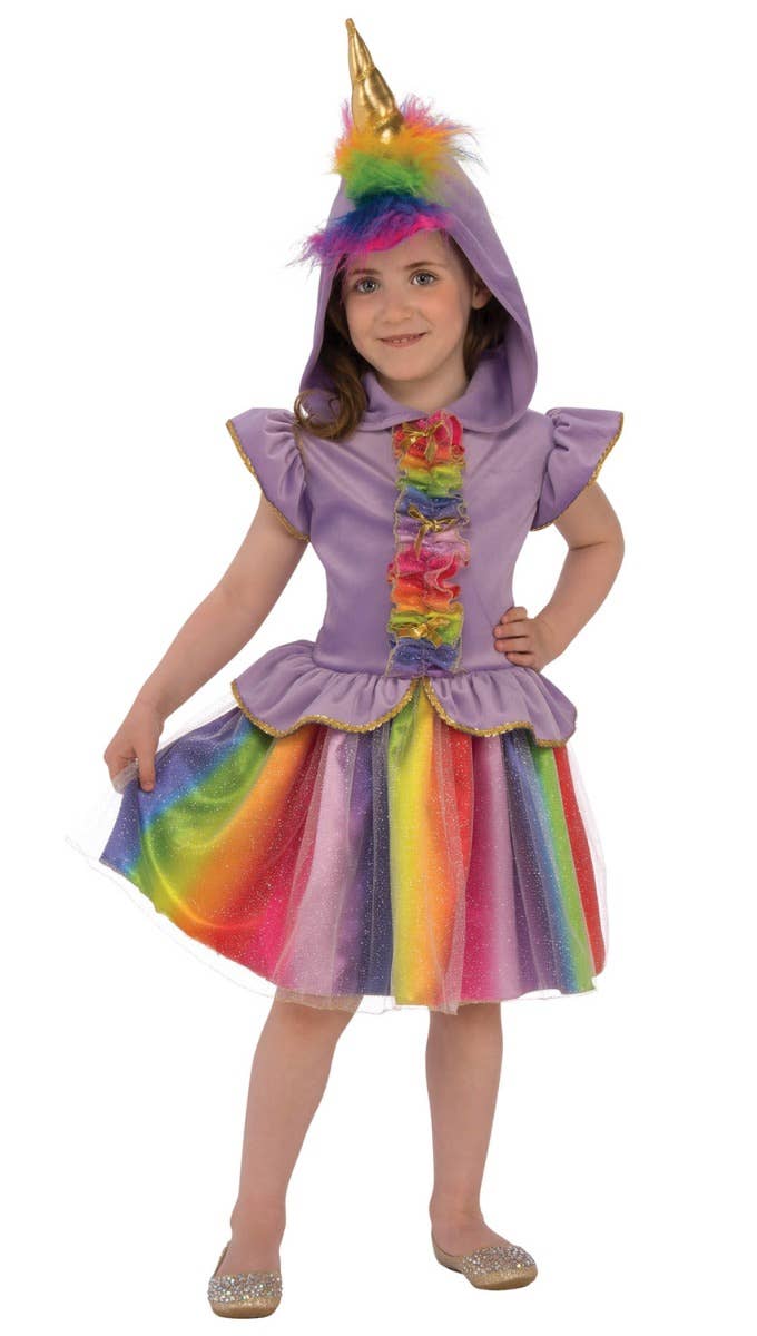 Girls Rainbow Sparkle Mythical Unicorn Book Week Fancy Dress Costume