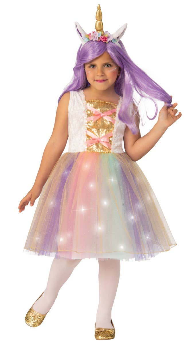 Image of Light Up Unicorn Girls Magical Animal Costume