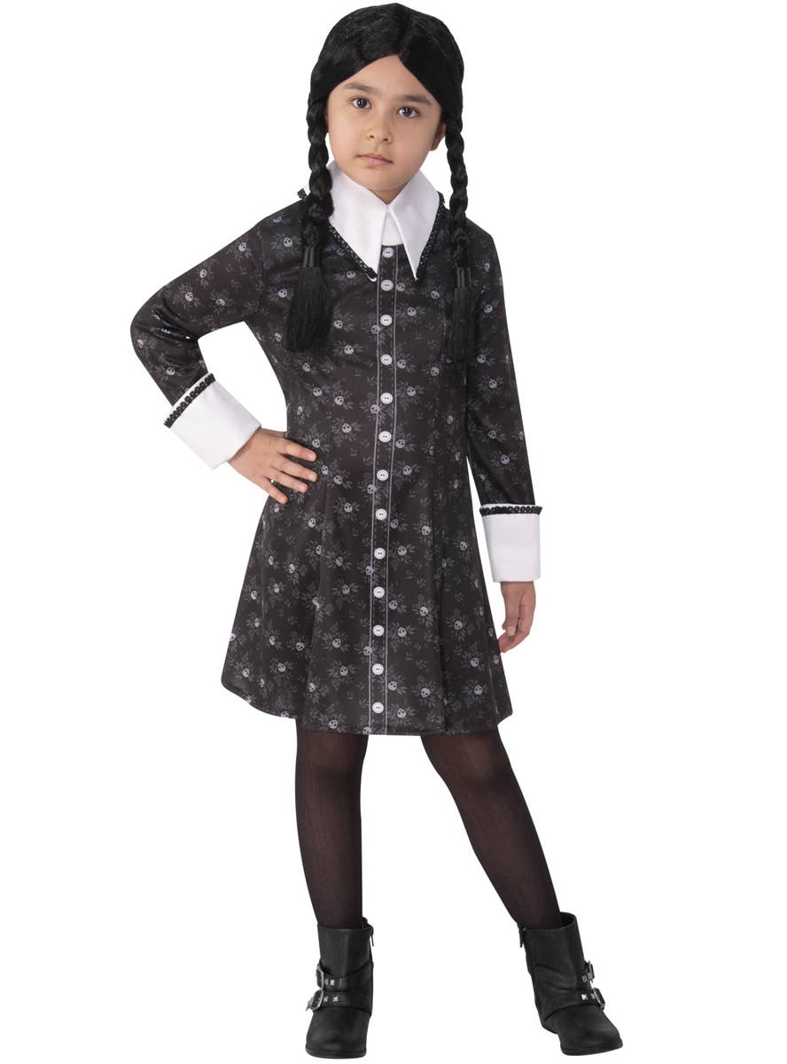 Addams Family Girls Wednesday Fancy Dress Costume- Main Image