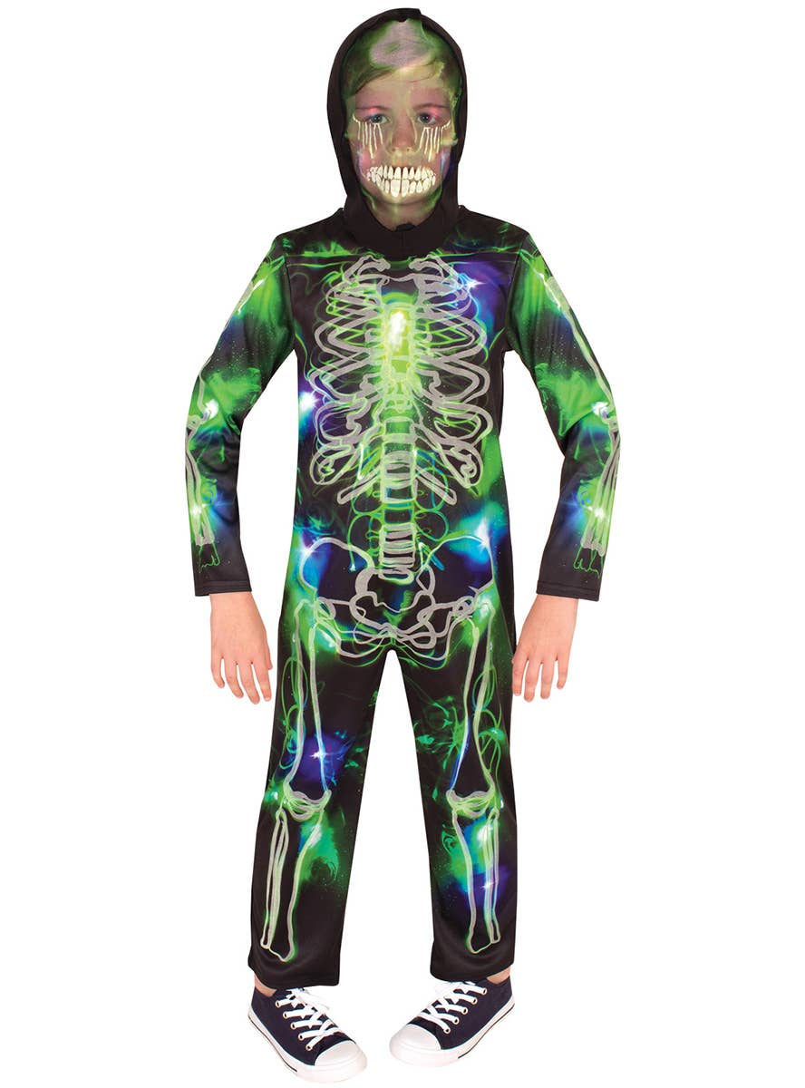 Neon Green Glow in the Dark Skeleton Costume for Boys