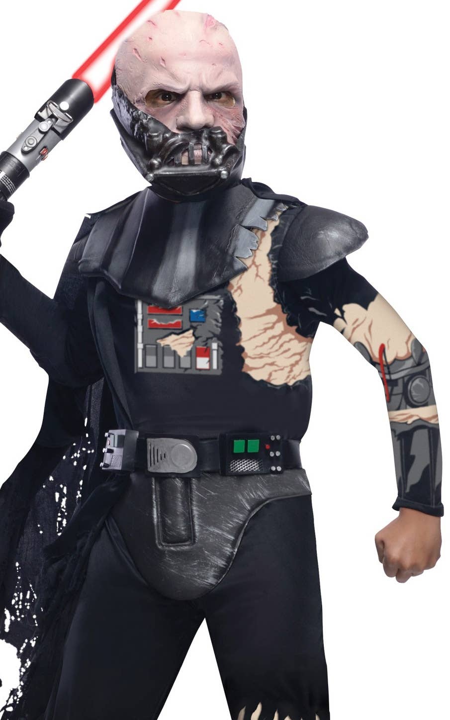 Boys Star Wars Battle Ravaged Darth Vader Fancy Dress Costume Close Up Image