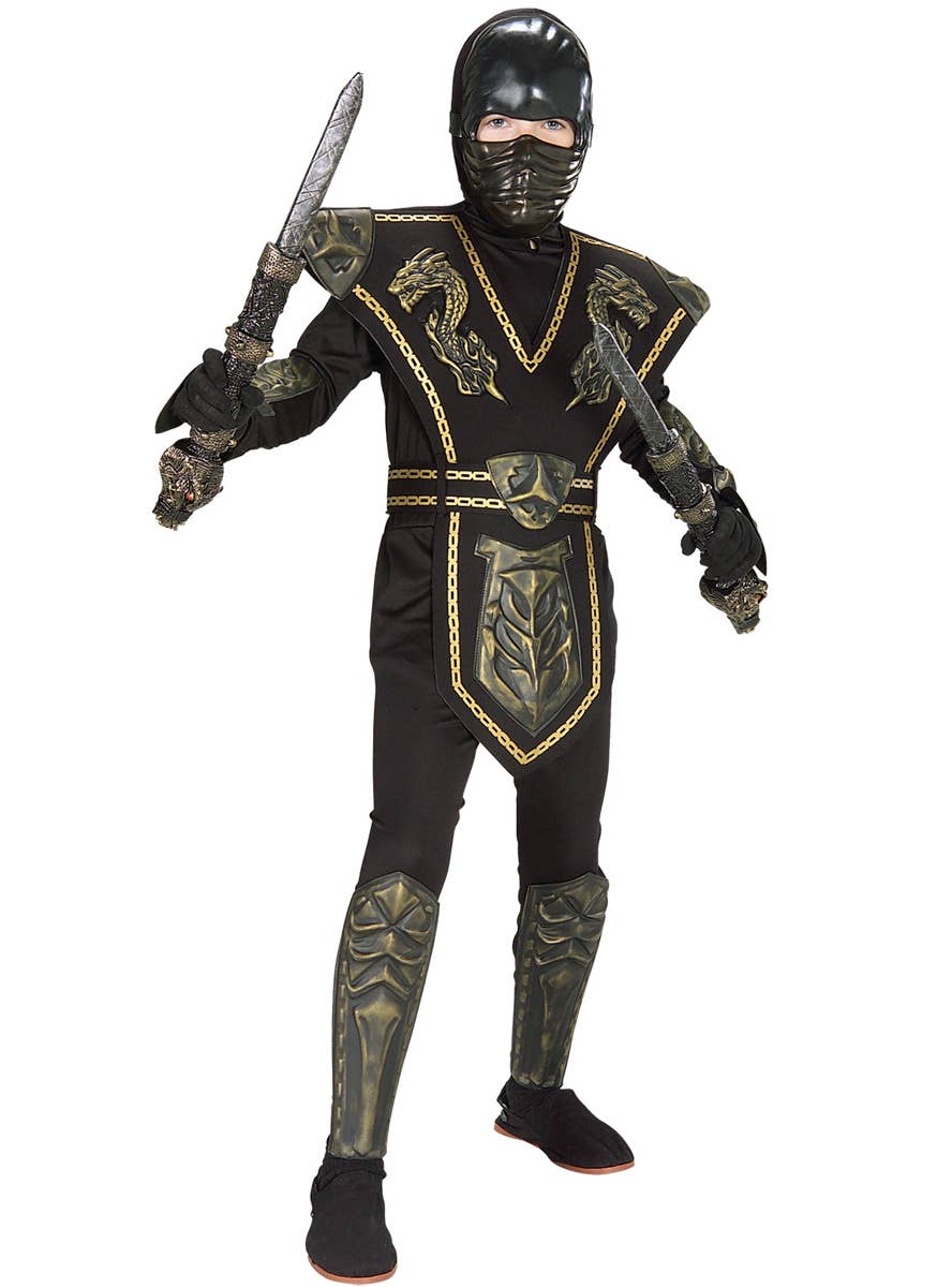 Boy's Ninja Gold and Black International Book Week Costume - Main Image