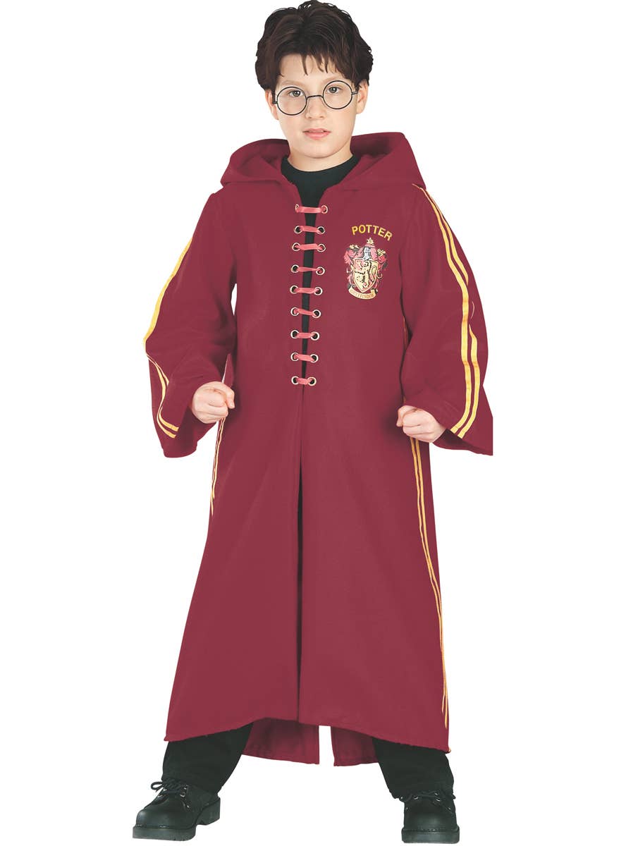 Boy's Harry Potter Deluxe Quidditch Red Robe Costume Front View