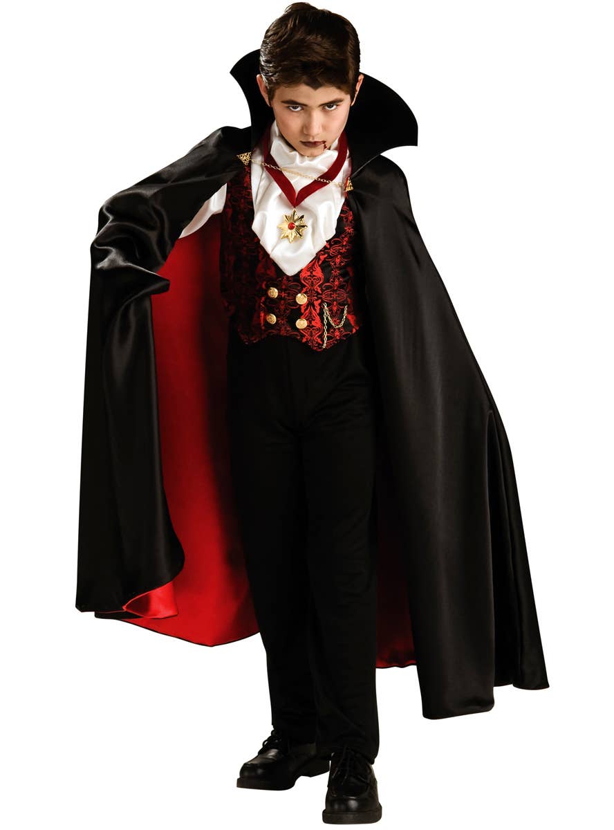 Black and Red Transylvanian Vampire Halloween Costume for Boys - Main Image