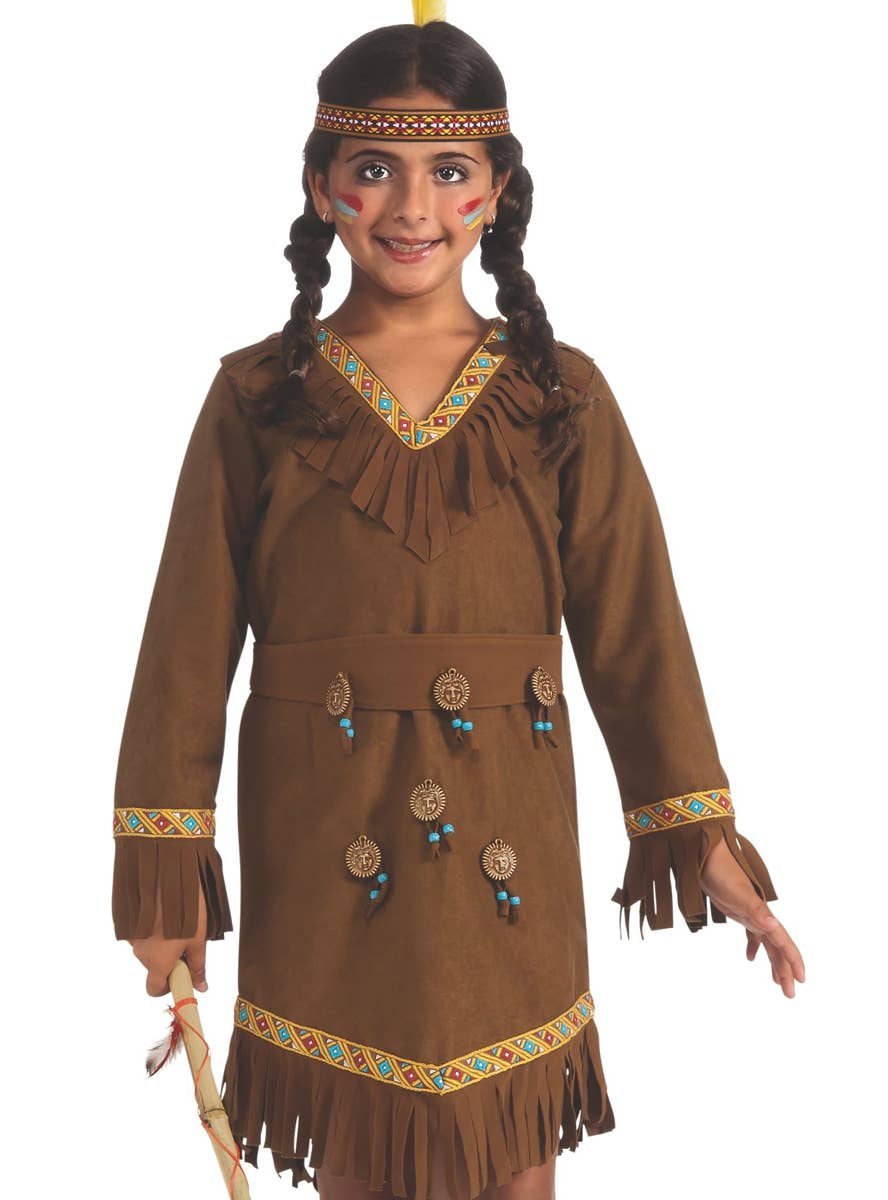 Classic Native Indian Girls Book Week Fancy Dress Costume Close Image