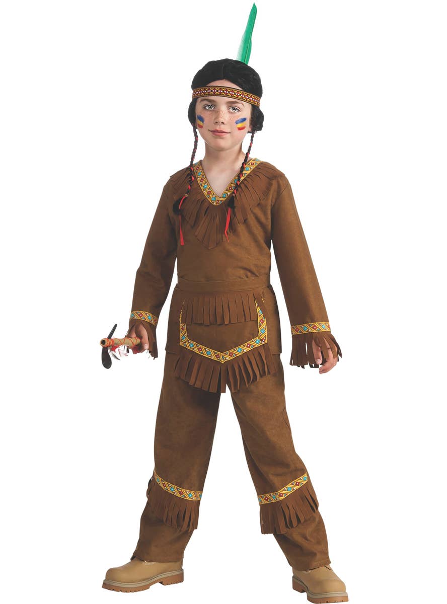 Boys American Indian Warrior Fancy Dress Costume Main Image