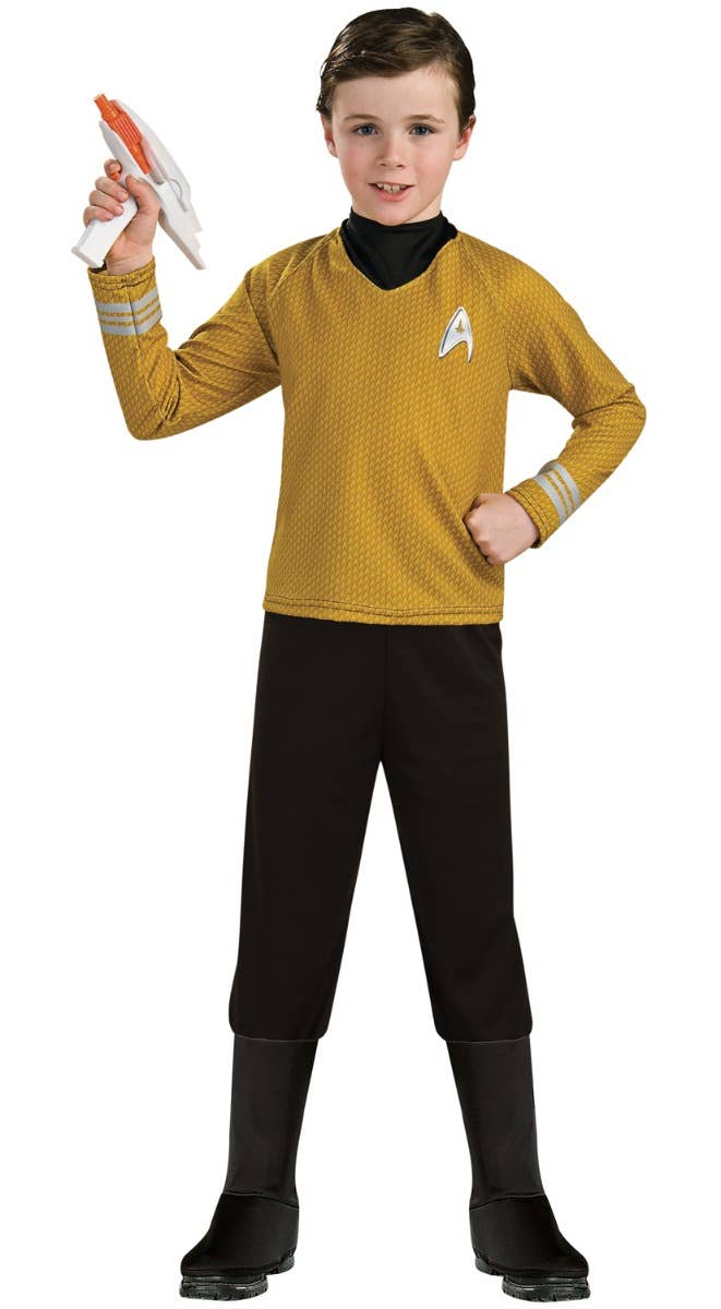 Boy's Star Trek Captain Kirk Gold Shirt Space Commander Costume