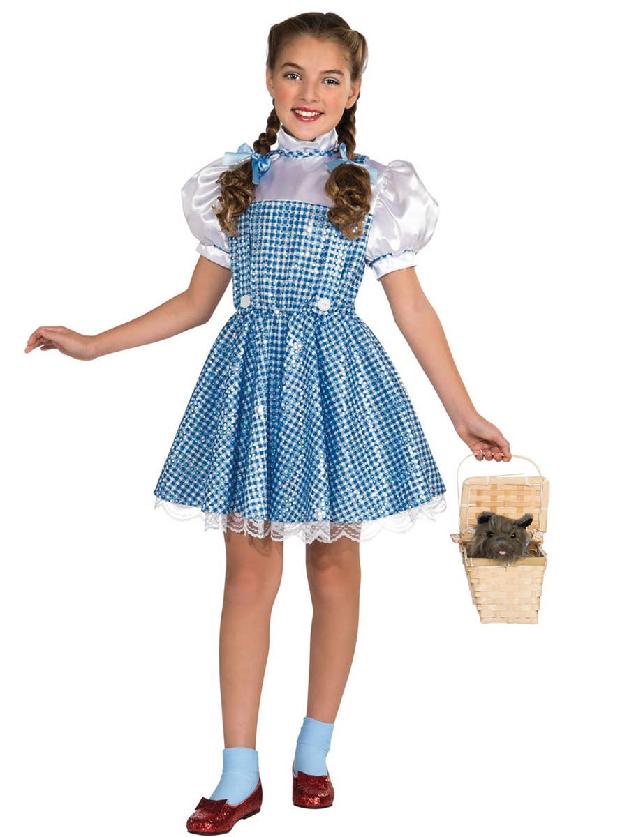 Girl's Sequinned Dorothy Wizard of Oz Costume - Main Image