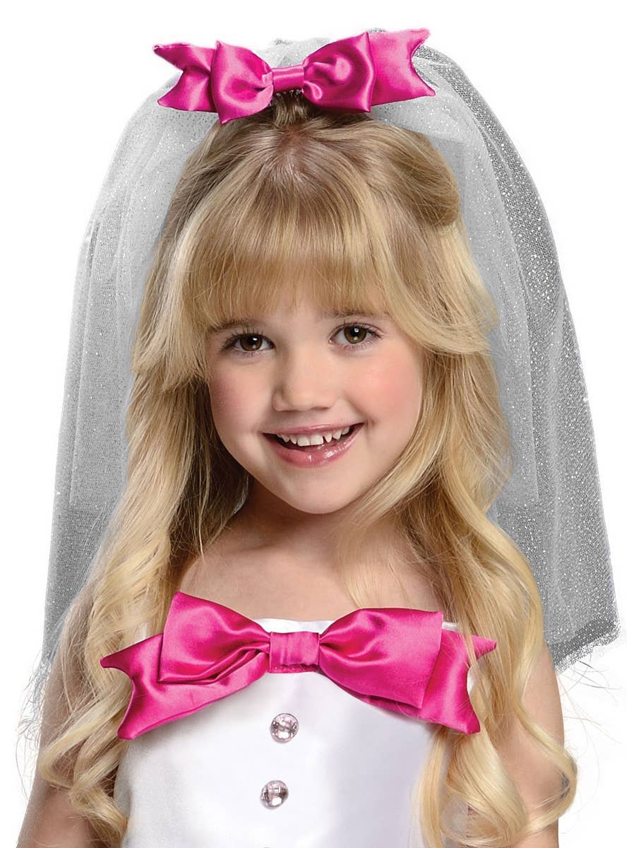 Girls Barbie Bride Costume - Close Up Image 1