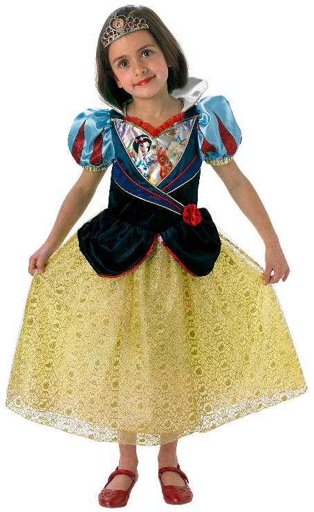 Girl's Snow White Disney Princess Shimmer Fancy Dress Deluxe Costume - Main Image
