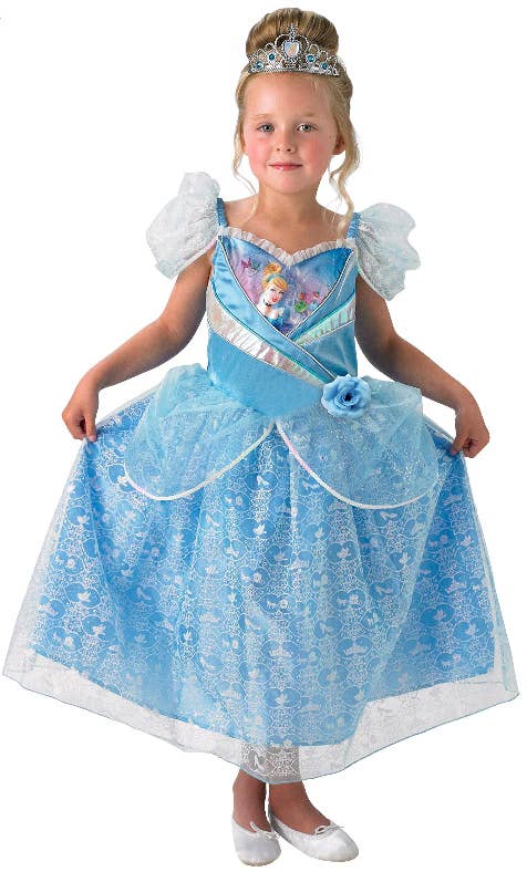 Classic Girl's Disney Princess Cinderella Shimmer Fancy Dress Costume Main Image