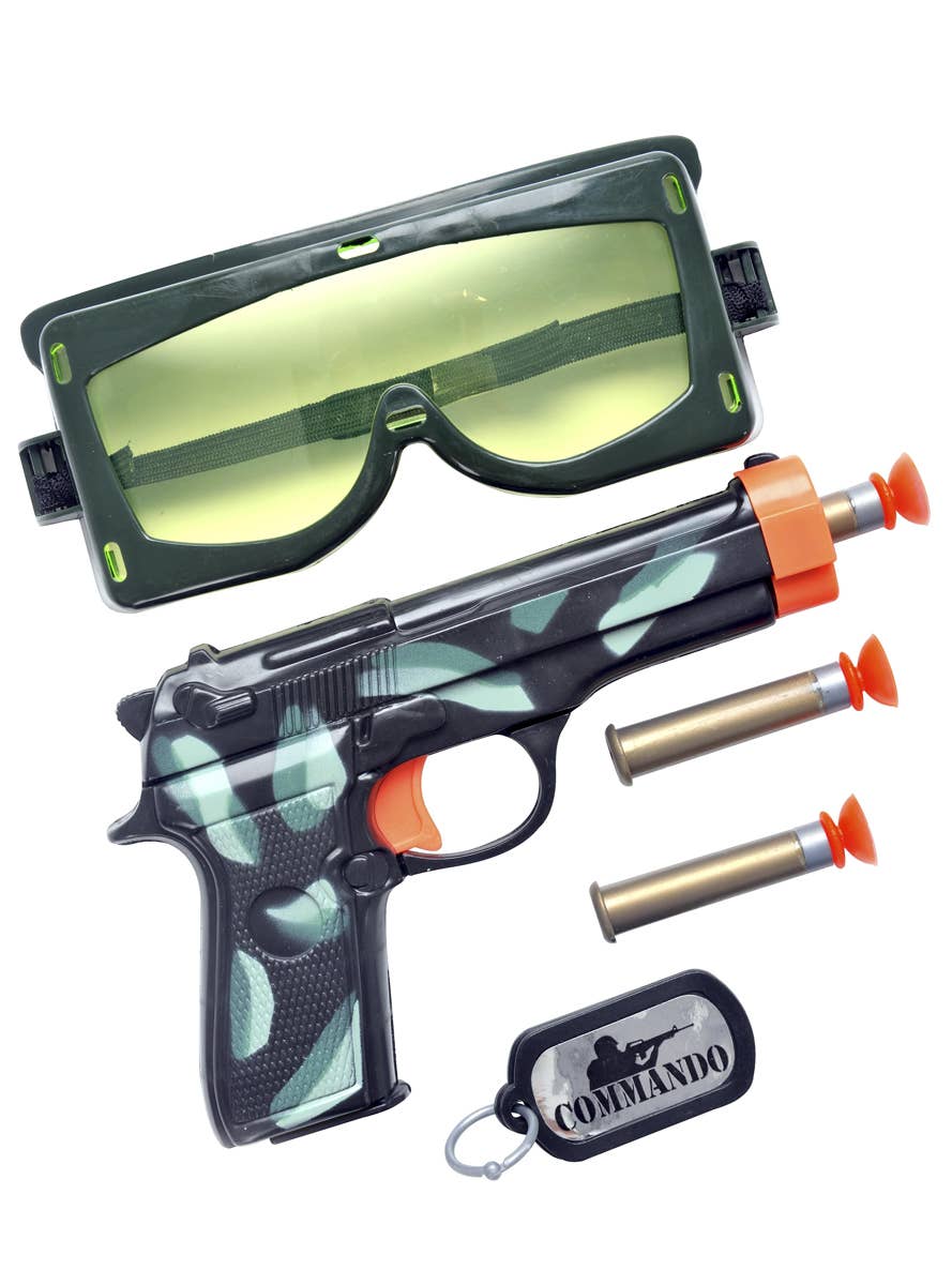 Kid's Special Forces Military Gun Costume Weapon Set with Glasses and Dog Tags