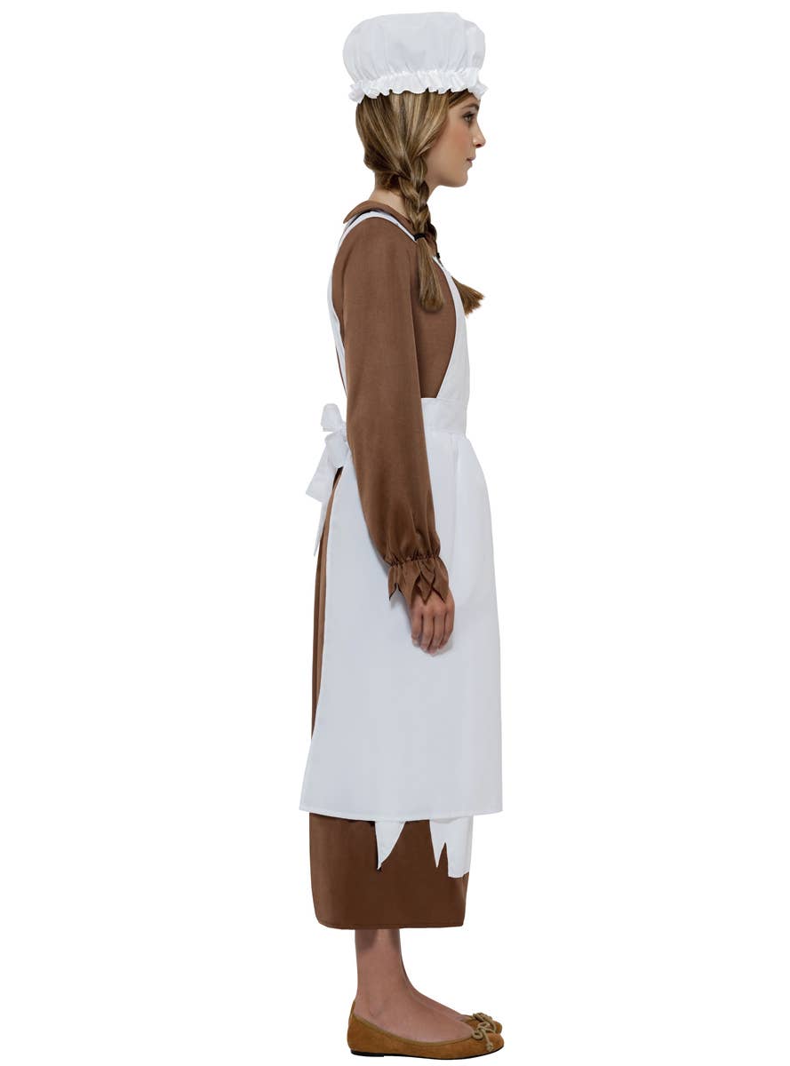 Kids Poor Victorian Apron and Mop Cap Costume Kit Side View
