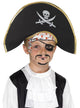 Black Foam Pirate Captain Costume Hat with Skull and Crossbones