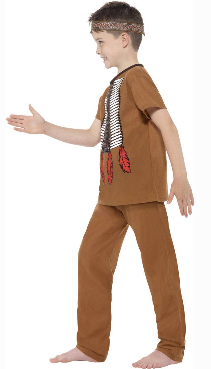 Boys Native American Indian Warrior Fancy Dress Costume - Side Image