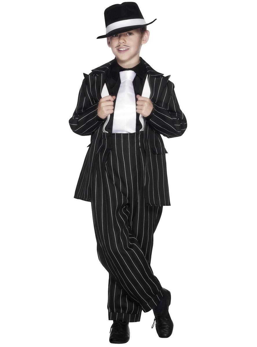 Teen Boy's Black Gangster Mob Boss Suit Costume