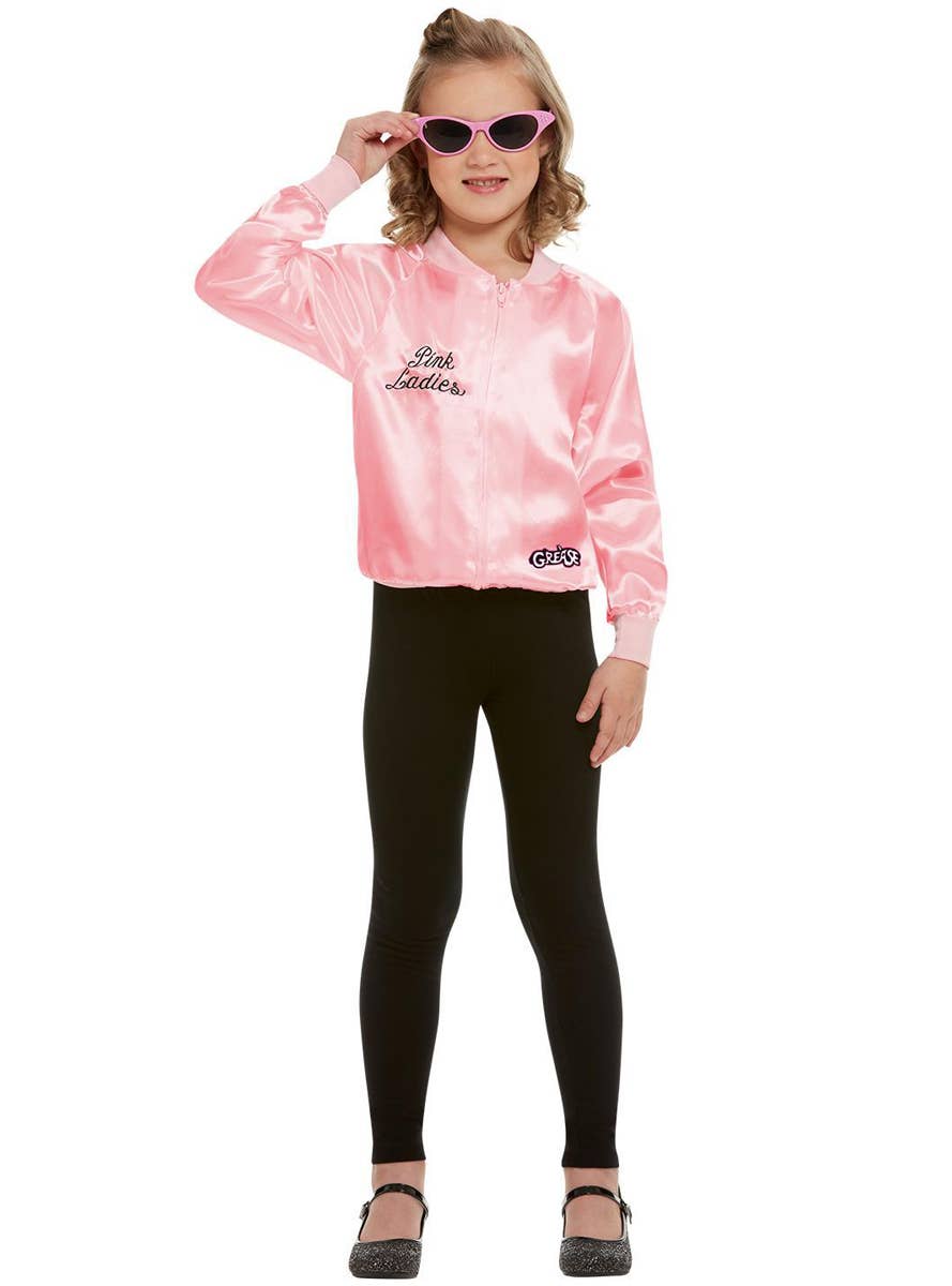 Girl's Pink Ladies Grease Costume Jacket Front View