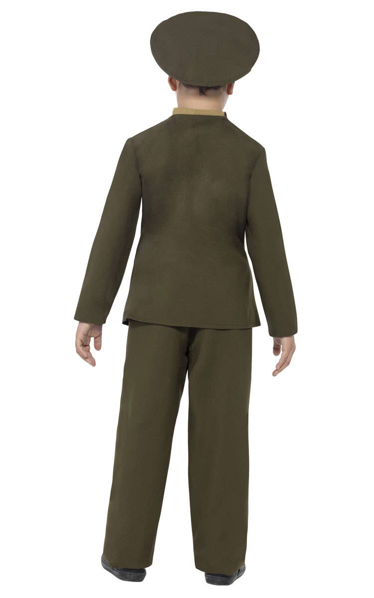 Boys 1940s Army Fancy Dress Costume Military Uniform -  Back View