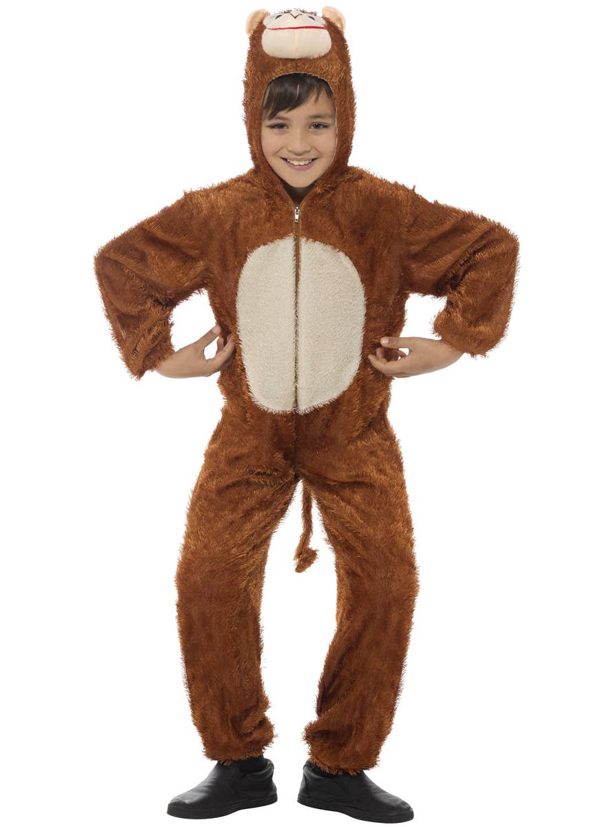 Kid's Cheeky Little Monkey Animal Costume Onesie with Hood Main Image