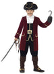 Boy's Captain Hook Burgundy Pirate Costume Front View