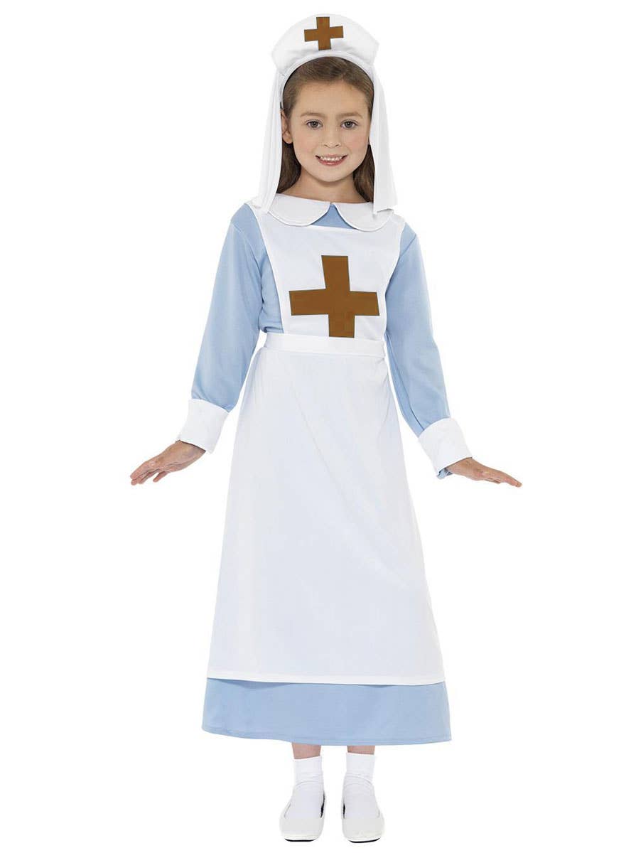 Girl's WWI Nurse Dress Up Costume - Front View