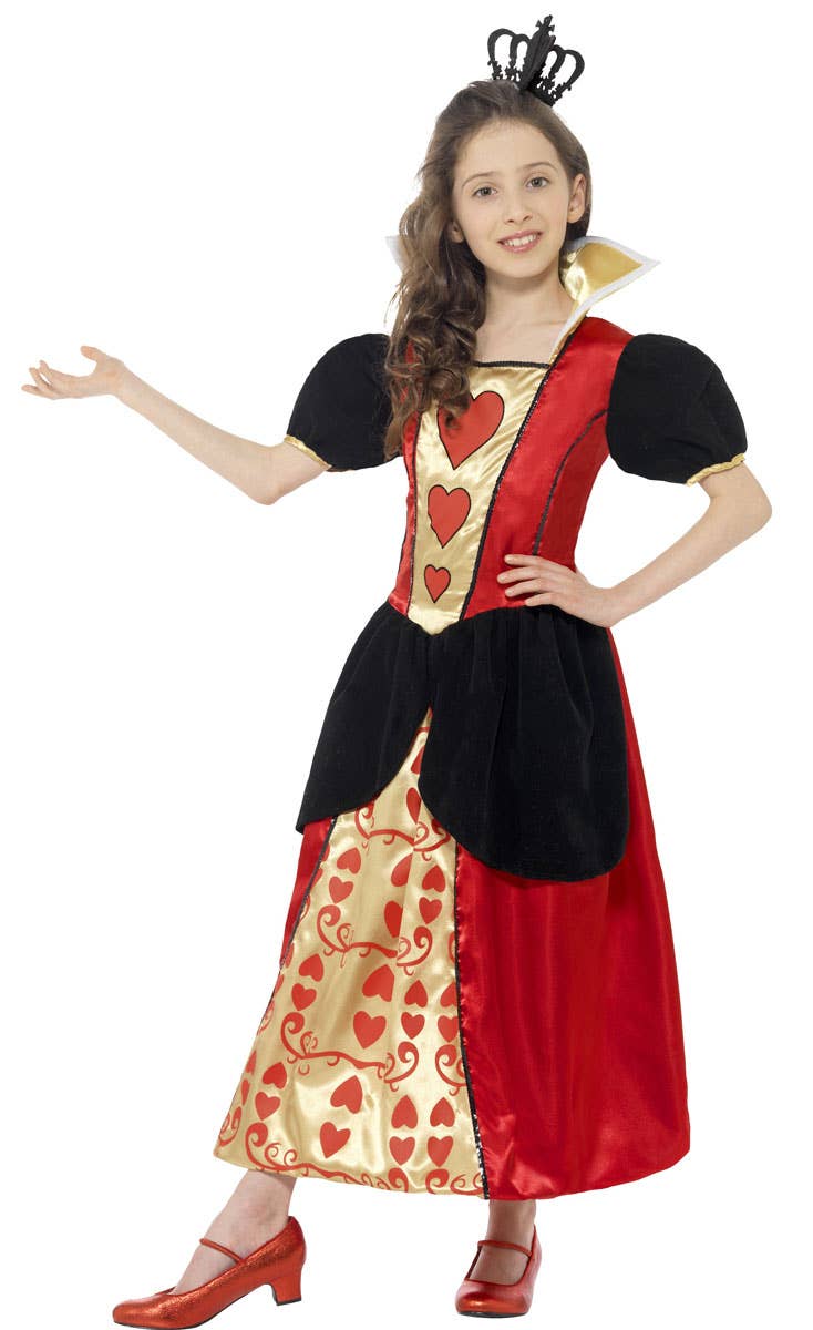 Girls Queen of Hearts Fancy Dress Costume Front View