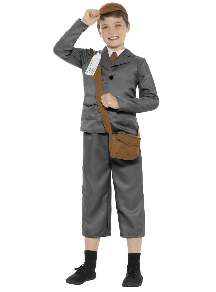WW2 40s Evacuee Boys Costume World War Kids Fancy Dress Costume