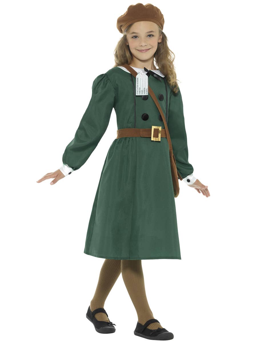 1940's WW2 Evacuee Girls Fancy Dress Costume Side View