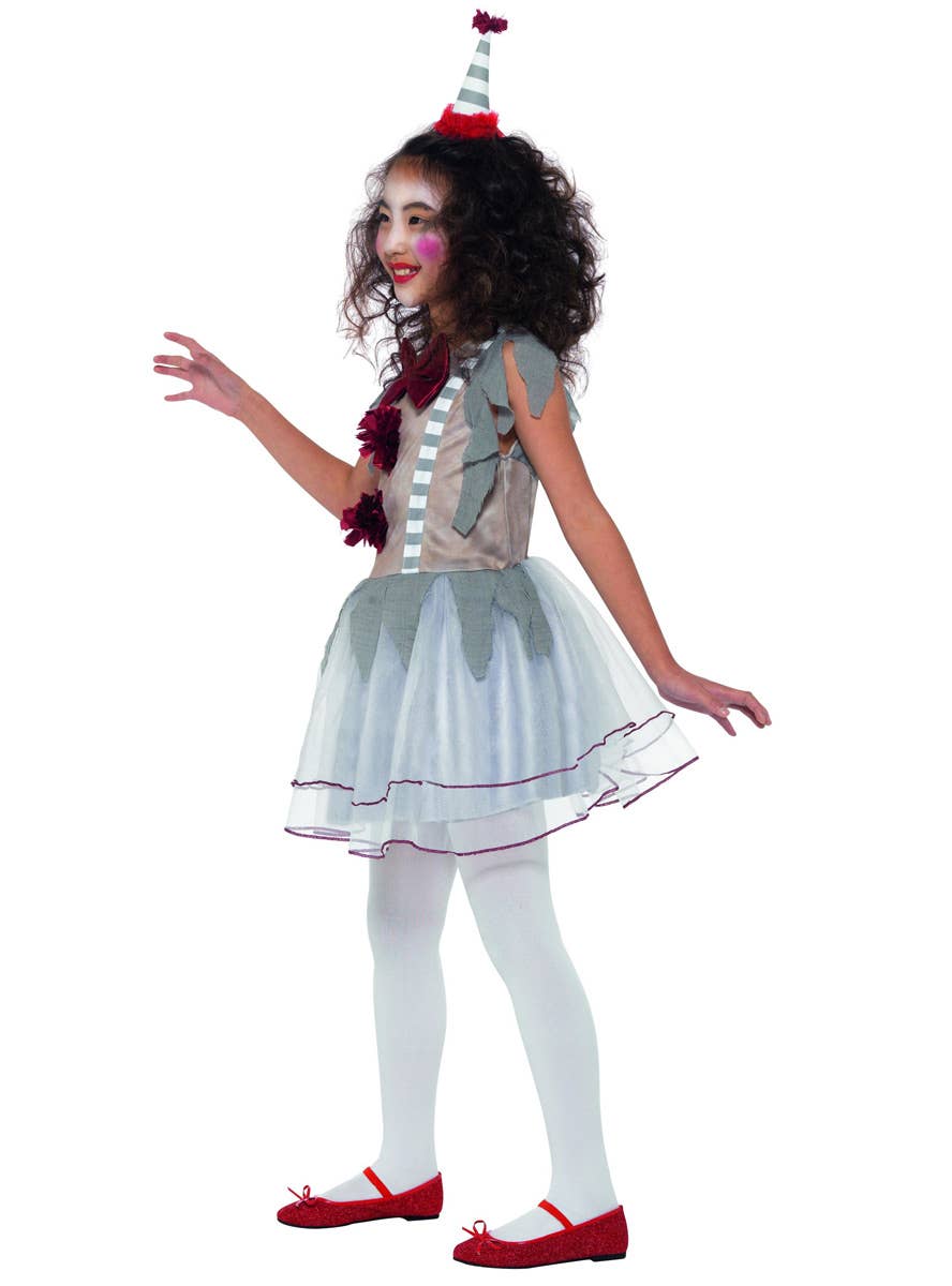 Girls Evil IT Clown Halloween Costume – Full Outfit With Mask, Red Circus Horror Theme