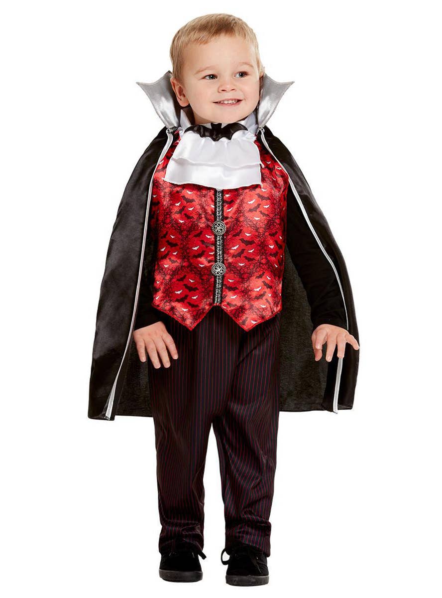 Toddler Boys Red and Black Vampire Costume - Main Image