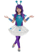 Girls Purple and Blue Space Alien Costume - Main Image