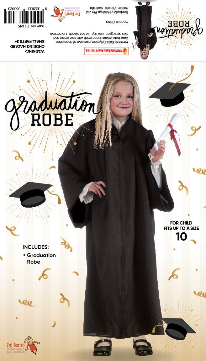 Kids Black Graduation Robe Costume | Classic Graduation Robe for Kids
