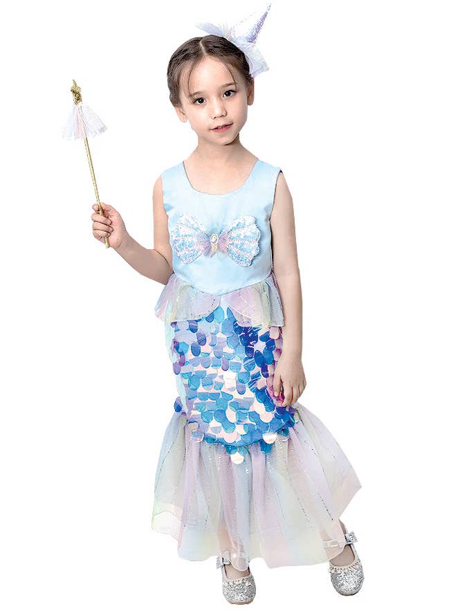 Blue Mermaid Princess Costume for Girls