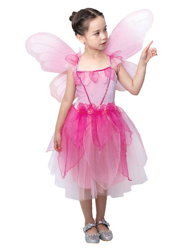 Glittery Pink Fairy Costume for Girls