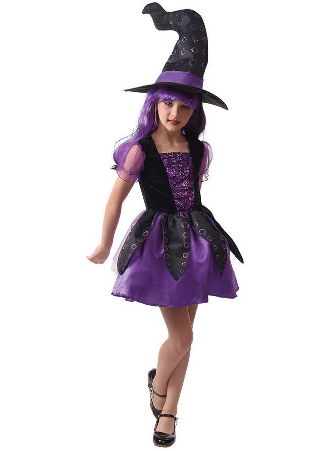 Purple and Black Witch Costume for Girls