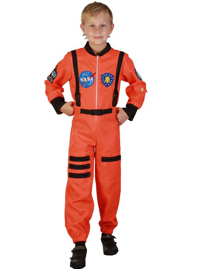 Boys Orange Astronaut Uniform Costume