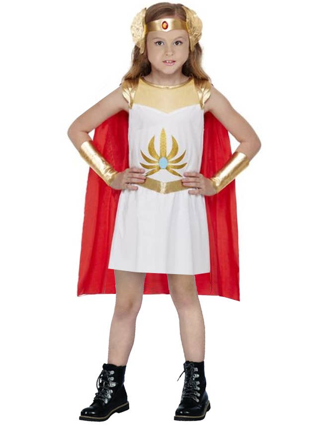 Girls Red and White She Ra Inspired Costume