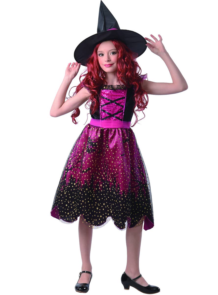 Pink and Black Witch Costume for Girls