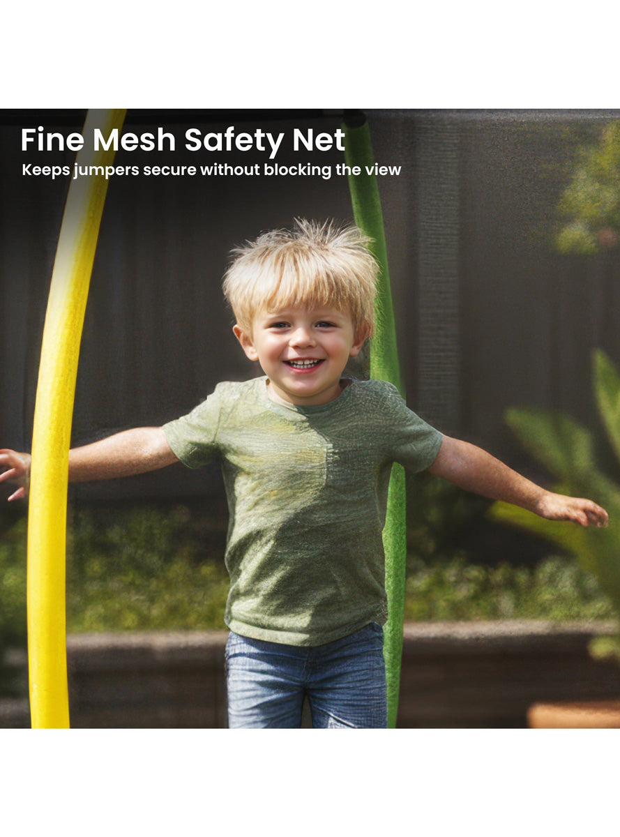 Kahuna 10ft by 15ft Oval Trampoline with Reversible Orange and Rainbow Padding Safety Net Info Image 5