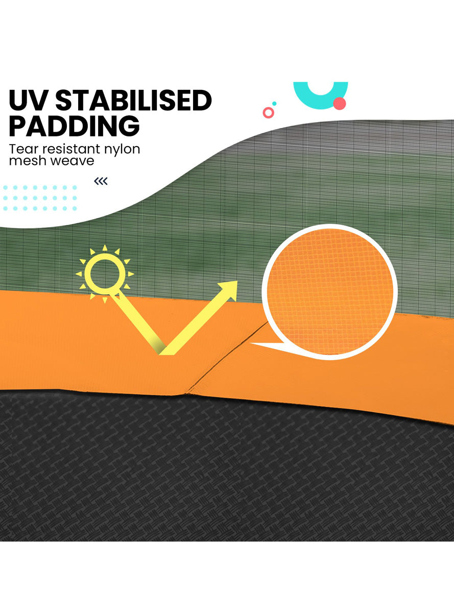Kahuna 10ft Round Springless Trampoline with Safety Net and Orange Padding Info Image 2