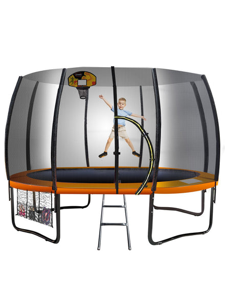Kahuna 10ft Round Springless Trampoline with Safety Net Orange Padding Basketball Hoop Main Image