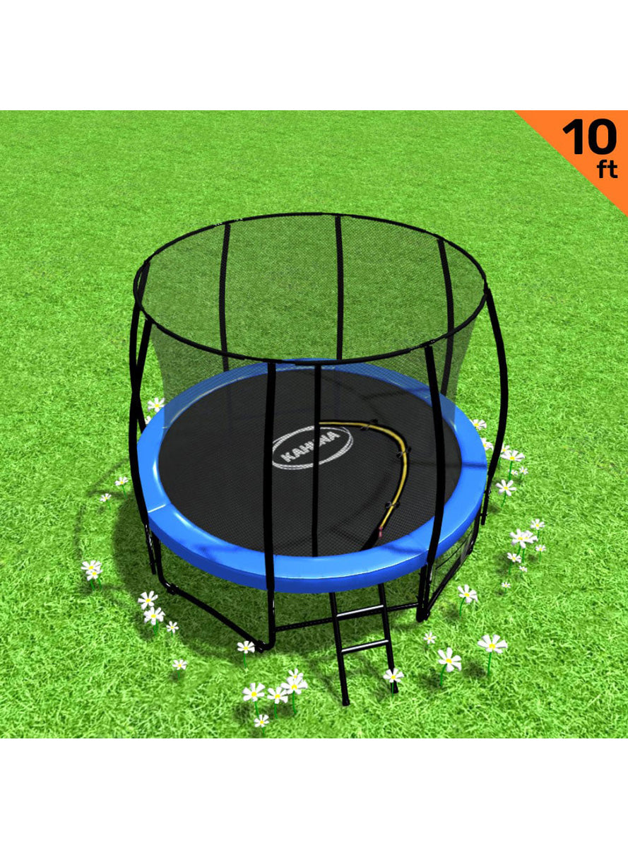 Kahuna 10ft Round Trampoline with Blue Padding and Safety Net Info Image 1
